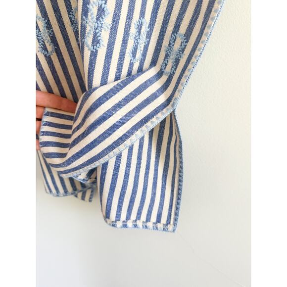 Tuckernuck | Blue Stripe Mini Sullivan Embroidered Canvas Caftan | Sz XS - Picture 7 of 10